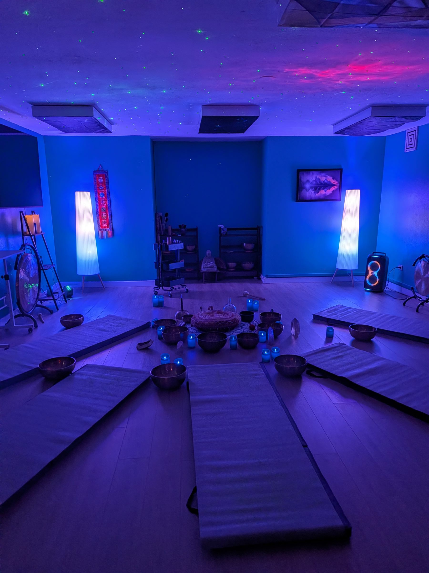 Sound healing setup inside The Embody Wellness Studio